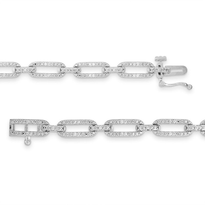 0.20 CT. T.W. Diamond Paper Clip Chain Bracelet in Sterling Silver