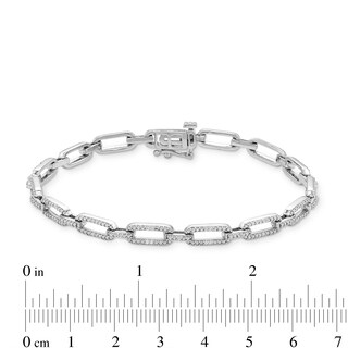 0.20 CT. T.W. Diamond Paper Clip Chain Bracelet in Sterling Silver