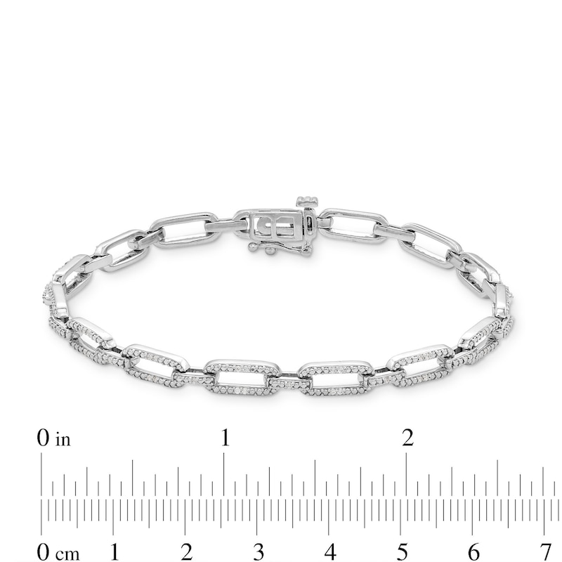 0.20 CT. T.W. Diamond Paper Clip Chain Bracelet in Sterling Silver