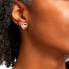 Thumbnail Image 1 of 0.20 CT. T.W. Multi-Diamond Bypass Ribbon Heart Stud Earrings in Sterling Silver