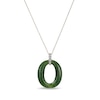 Thumbnail Image 1 of Jade and 0.25 CT. T.W. Diamond Oval Drop Pendant in 18K Gold
