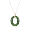 Thumbnail Image 2 of Jade and 0.25 CT. T.W. Diamond Oval Drop Pendant in 18K Gold