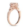 Thumbnail Image 2 of Oval Morganite and 0.29 CT. T.W. Diamond Frame Twist Shank Ring in 10K Rose Gold - Size 7