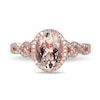 Thumbnail Image 3 of Oval Morganite and 0.29 CT. T.W. Diamond Frame Twist Shank Ring in 10K Rose Gold - Size 7