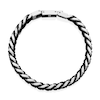 Thumbnail Image 2 of 8.0mm Curb Chain Bracelet with Black Leather Woven Inlay in Stainless Steel - 8.5"