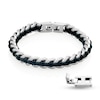 Thumbnail Image 3 of 8.0mm Curb Chain Bracelet with Black Leather Woven Inlay in Stainless Steel - 8.5"