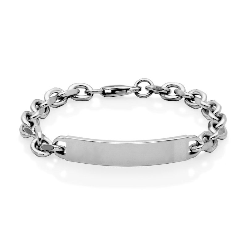 Main Image 1 of ID Plate Link Chain Bracelet in Stainless Steel - 8.25"