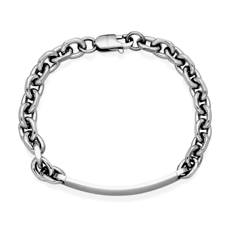 Main Image 2 of ID Plate Link Chain Bracelet in Stainless Steel - 8.25"
