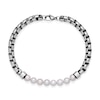 Thumbnail Image 2 of 5.5-6.0mm Mother-of-Pearl Bead Box Chain Bracelet in Stainless Steel - 8.5"