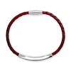 Braided Burgundy Leather Bracelet with ID Bar in Stainless Steel - 8"