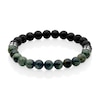 Thumbnail Image 1 of 8.0mm Black Lava and Green Chalcedony Bead Half-and-Half Strand Bracelet in Stainless Steel - 8.75"