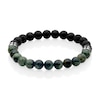 Thumbnail Image 0 of 8.0mm Black Lava and Green Chalcedony Bead Half-and-Half Strand Bracelet in Stainless Steel - 8.75"