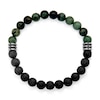 Thumbnail Image 2 of 8.0mm Black Lava and Green Chalcedony Bead Half-and-Half Strand Bracelet in Stainless Steel - 8.75"
