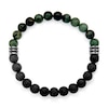 Thumbnail Image 1 of 8.0mm Black Lava and Green Chalcedony Bead Half-and-Half Strand Bracelet in Stainless Steel - 8.75"