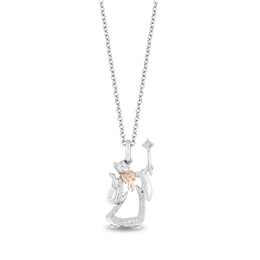 Enchanted Disney Cinderella 0.085 CT. T.W. Diamond Fairy Godmother Pendant in Sterling Silver and 10K Rose Gold - 19”