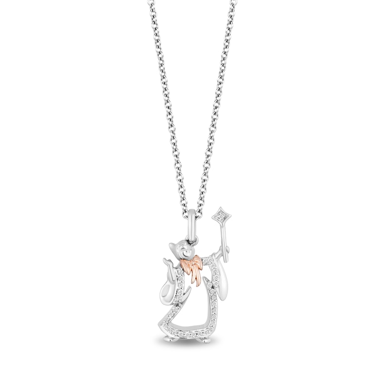 Enchanted Disney Cinderella 0.085 CT. T.W. Diamond Fairy Godmother Pendant in Sterling Silver and 10K Rose Gold - 19”|Peoples Jewellers