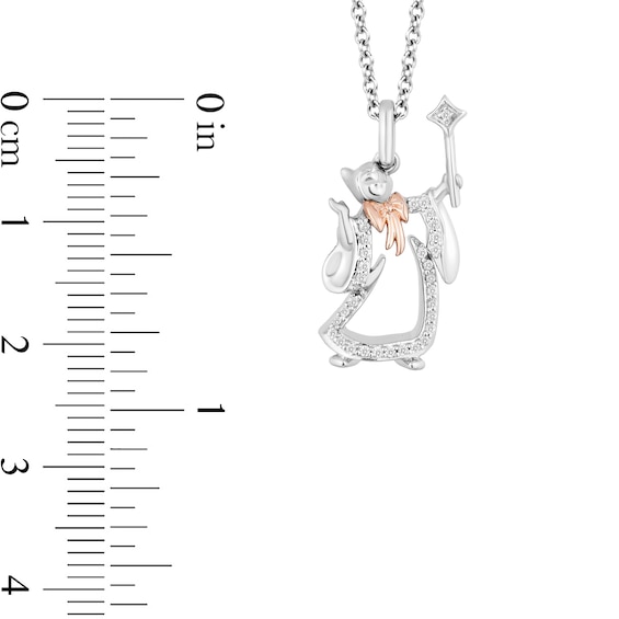 Enchanted Disney Cinderella 0.085 CT. T.W. Diamond Fairy Godmother Pendant in Sterling Silver and 10K Rose Gold - 19”