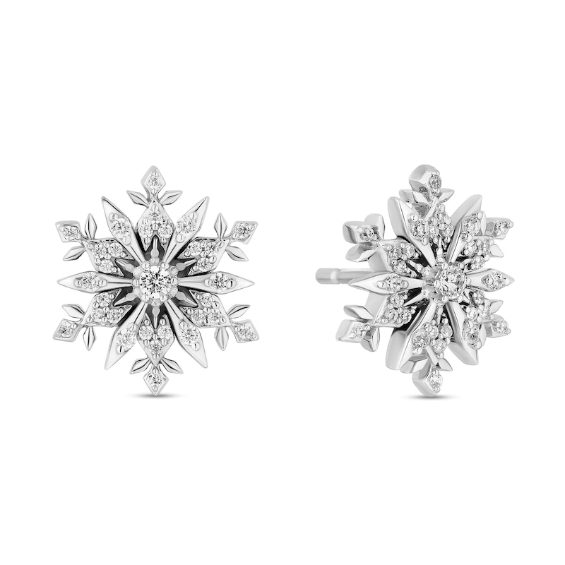 Enchanted Disney Elsa 0.23 CT. T.W. Diamond Snowflake Stud Earrings in Sterling Silver