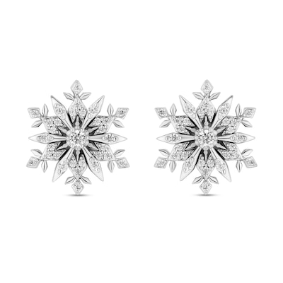 Enchanted Disney Elsa 0.23 CT. T.W. Diamond Snowflake Stud Earrings in Sterling Silver