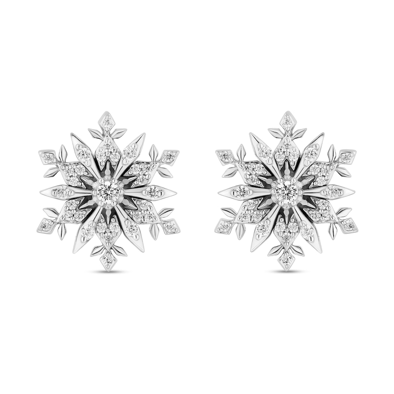 Enchanted Disney Elsa 0.23 CT. T.W. Diamond Snowflake Stud Earrings in Sterling Silver