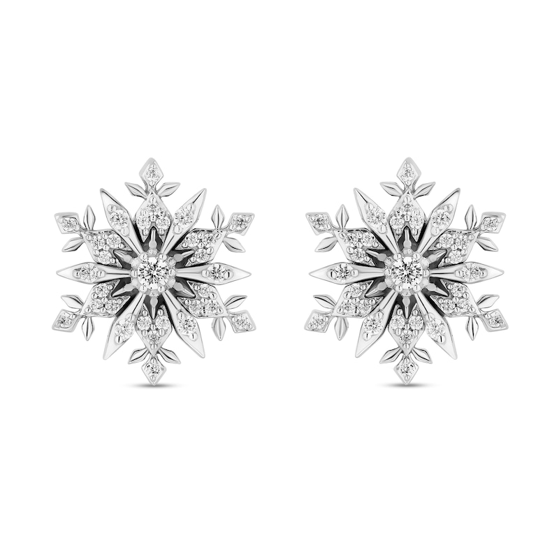 Main Image 2 of Enchanted Disney Elsa 0.23 CT. T.W. Diamond Snowflake Stud Earrings in Sterling Silver