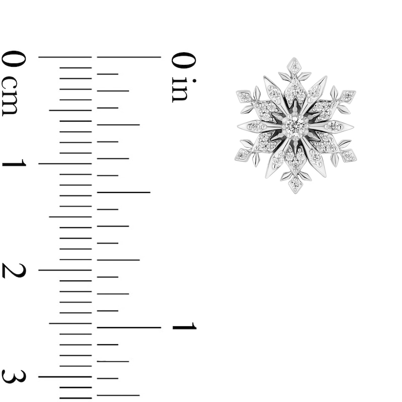 Main Image 3 of Enchanted Disney Elsa 0.23 CT. T.W. Diamond Snowflake Stud Earrings in Sterling Silver