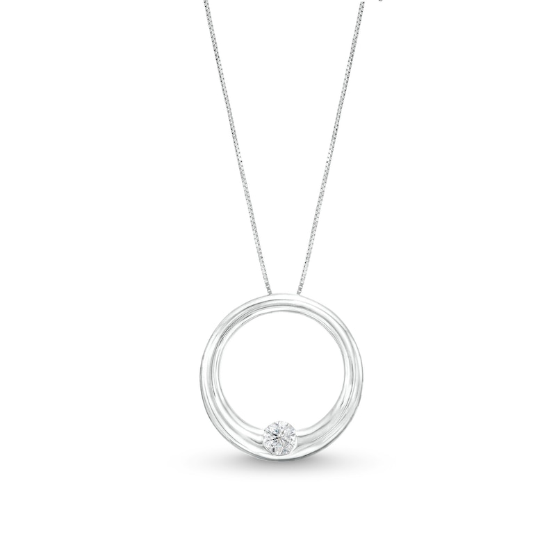 0.25 CT. Certified Lab-Created Diamond Solitaire Open Circle Pendant in 14K White Gold (F/SI2)|Peoples Jewellers
