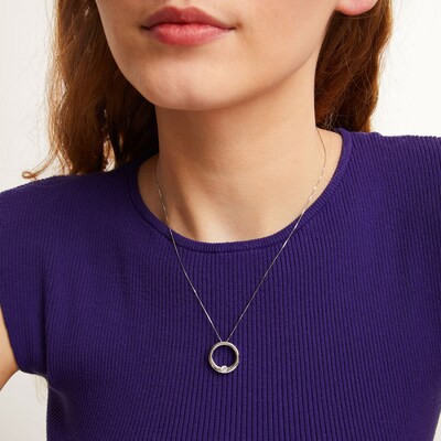 0.25 CT. Certified Lab-Created Diamond Solitaire Open Circle Pendant in 14K White Gold (F/SI2)