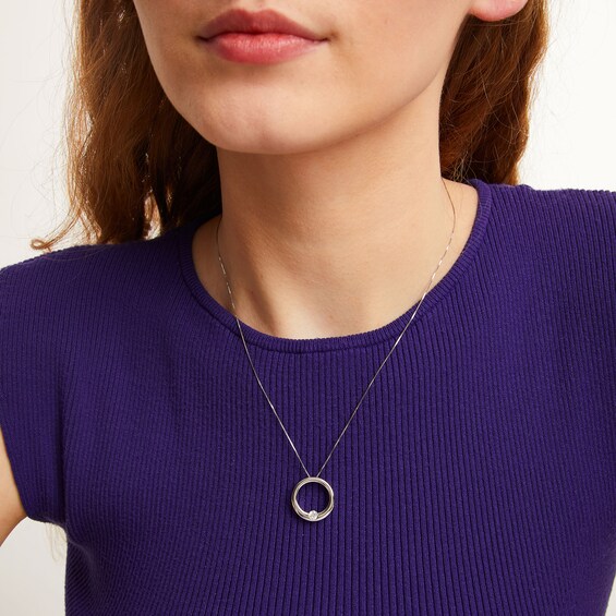 0.25 CT. Certified Lab-Created Diamond Solitaire Open Circle Pendant in 14K White Gold (F/SI2)