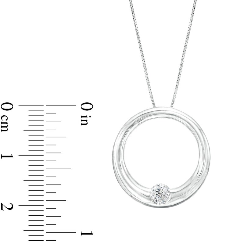 0.25 CT. Certified Lab-Created Diamond Solitaire Open Circle Pendant in 14K White Gold (F/SI2)|Peoples Jewellers