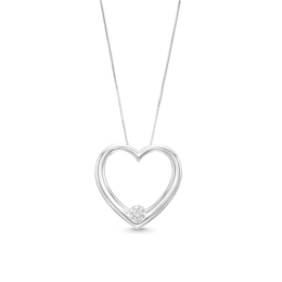 0.25 CT. Certified Lab-Created Diamond Solitaire Open Heart Pendant in 14K White Gold (F/SI2)