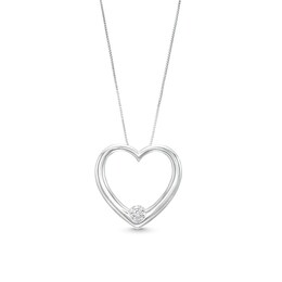 0.25 CT. Certified Lab-Grown Diamond Solitaire Open Heart Pendant in 14K White Gold (F/SI2)