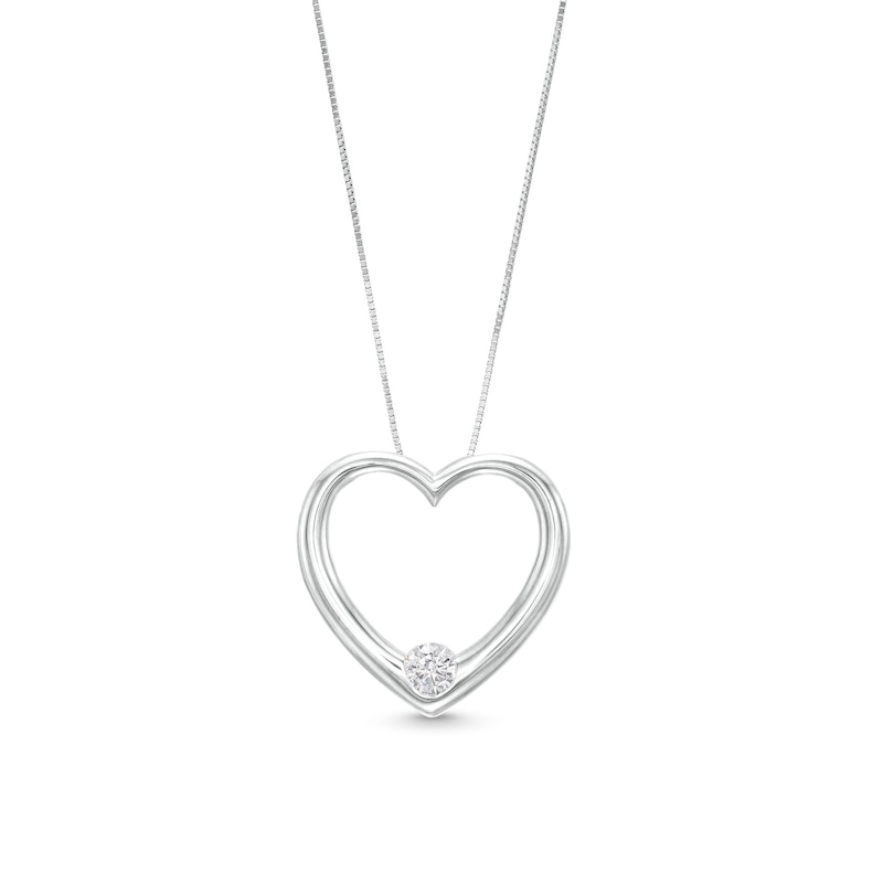 0.25 CT. Certified Lab-Created Diamond Solitaire Open Heart Pendant in 14K White Gold (F/SI2)|Peoples Jewellers