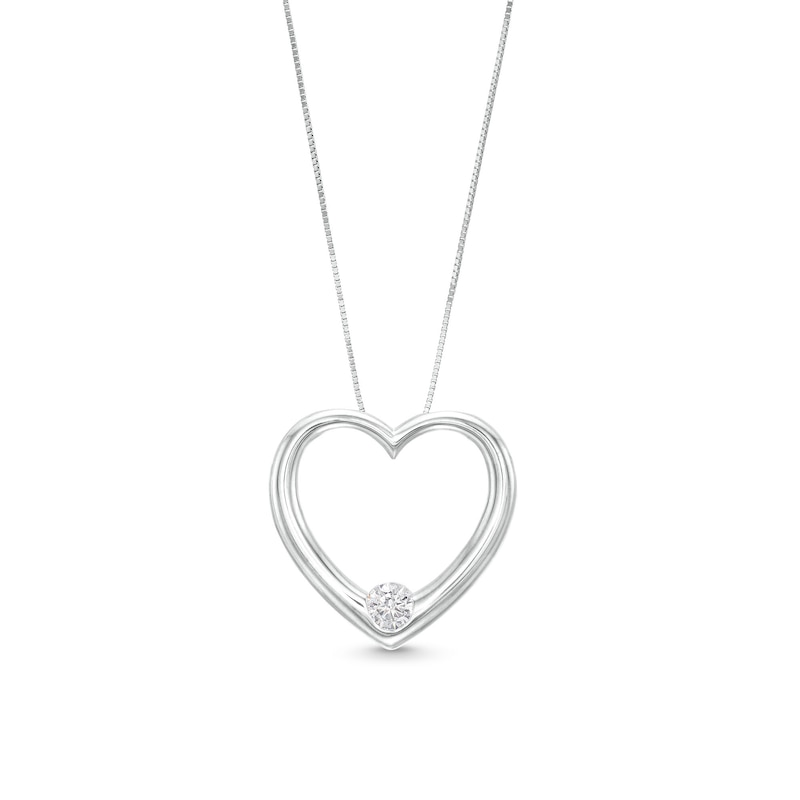 0.25 CT. Certified Lab-Created Diamond Solitaire Open Heart Pendant in 14K White Gold (F/SI2)