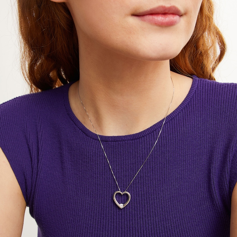 0.25 CT. Certified Lab-Created Diamond Solitaire Open Heart Pendant in 14K White Gold (F/SI2)