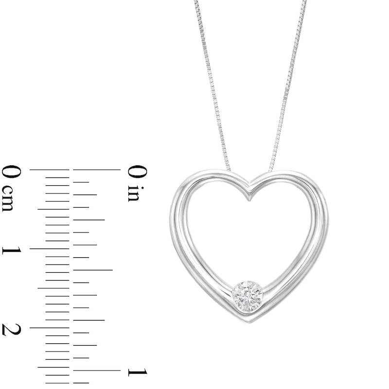 0.25 CT. Certified Lab-Created Diamond Solitaire Open Heart Pendant in 14K White Gold (F/SI2)|Peoples Jewellers