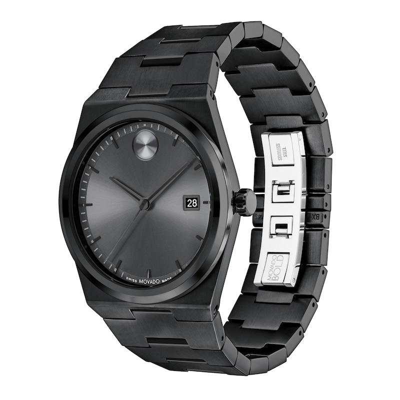 Main Image 2 of Men's' Movado Bold® Quest Black IP Watch with Grey Dial (Model: 3601224)