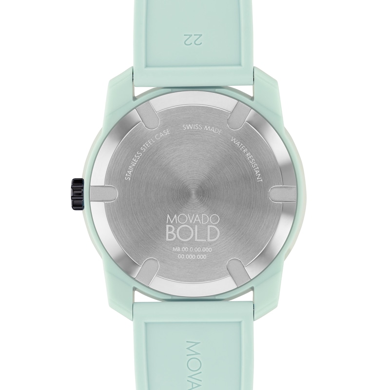 Main Image 3 of Men's Movado Bold TR90 Blue and Black IP Watch with Mint Blue Silicone Strap and Black Dial (Model: 3601208)