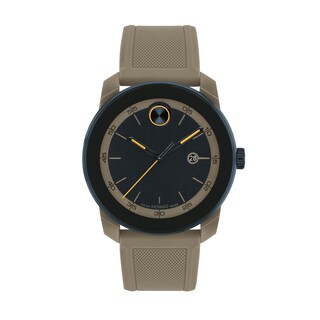 Men's Movado Bold TR90 Blue and Grey IP Watch with Grey Silicone Strap and Blue Dial (Model: 3601209)