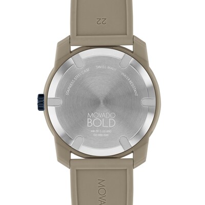 Men's Movado Bold TR90 Blue and Grey IP Watch with Grey Silicone Strap and Blue Dial (Model: 3601209)