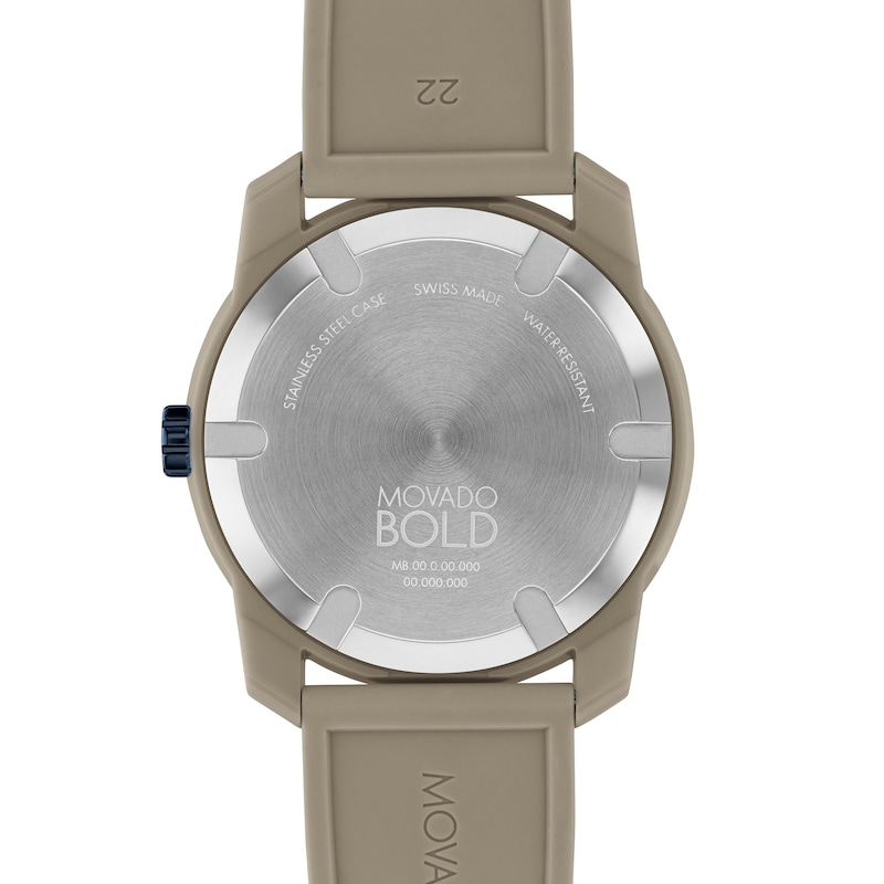 Main Image 3 of Men's Movado Bold TR90 Blue and Grey IP Watch with Grey Silicone Strap and Blue Dial (Model: 3601209)