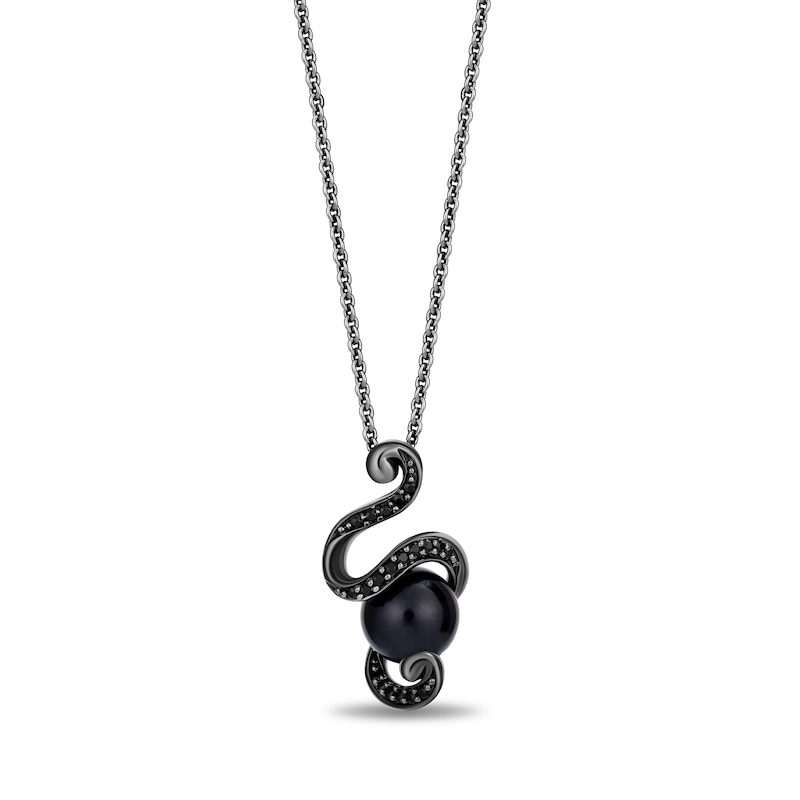 Main Image 1 of Enchanted Disney Villains Black Cultured Pearl and 0.145 CT. T.W. Black Diamond Pendant in Sterling Silver-19”