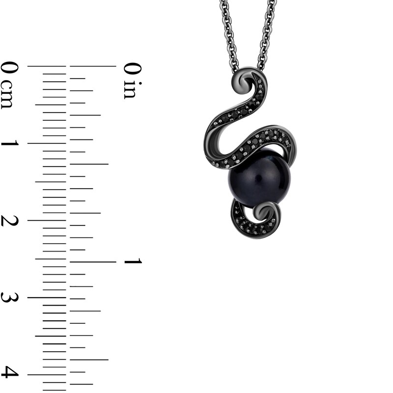 Main Image 3 of Enchanted Disney Villains Black Cultured Pearl and 0.145 CT. T.W. Black Diamond Pendant in Sterling Silver-19”