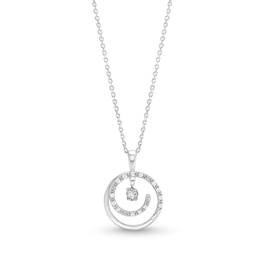 Unstoppable Love™ 0.12 CT. T.W. Diamond Swirl Circle Pendant in 10K White Gold - 19&quot;