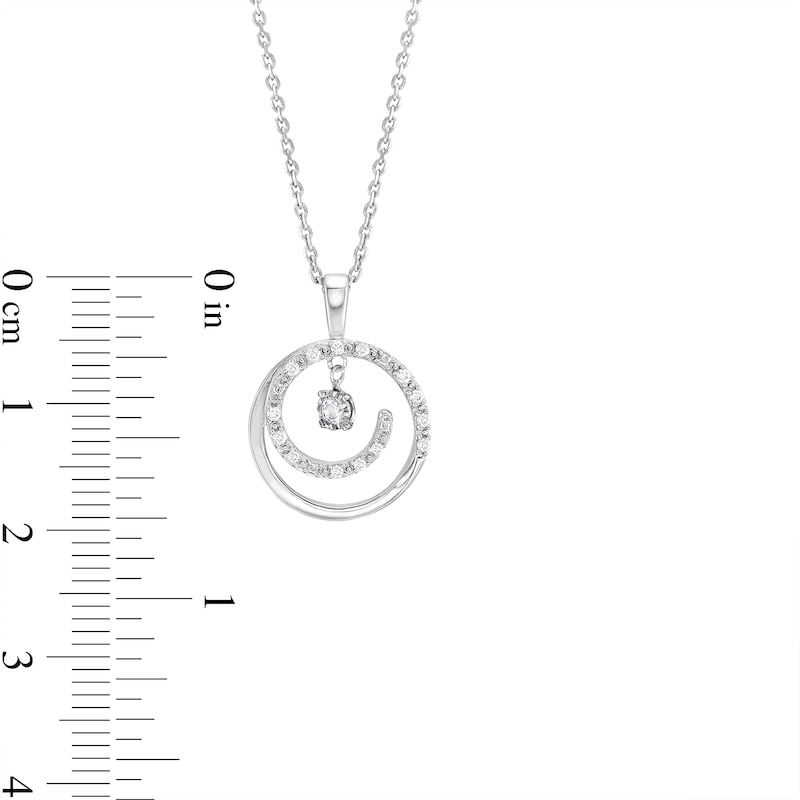 Unstoppable Love™ 0.12 CT. T.W. Diamond Swirl Circle Pendant in 10K White Gold - 19"