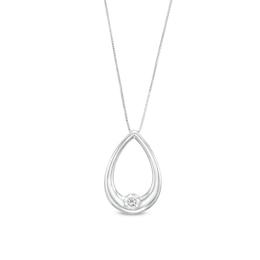 0.25 CT. Certified Lab-Created Diamond Solitaire Open Teardrop Pendant in 14K White Gold (F/SI2)