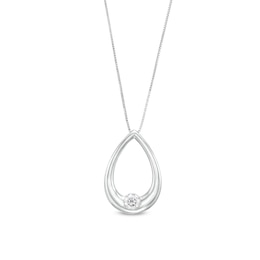 0.25 CT. Certified Lab-Grown Diamond Solitaire Open Teardrop Pendant in 14K White Gold (F/SI2)