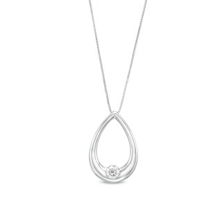 0.25 CT. Certified Lab-Created Diamond Solitaire Open Teardrop Pendant in 14K White Gold (F/SI2)