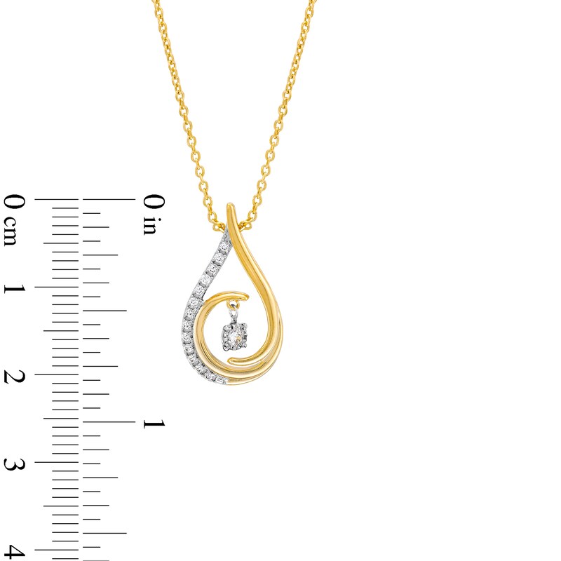 Unstoppable Love™ 0.10 CT. T.W. Diamond Swirl Ribbon Teardrop Pendant in 10K Gold - 19"|Peoples Jewellers