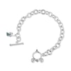 Thumbnail Image 1 of Enchanted Disney Cinderella 0.085 CT. T.W. Diamond and London Blue Topaz Charm Bracelet in Sterling Silver